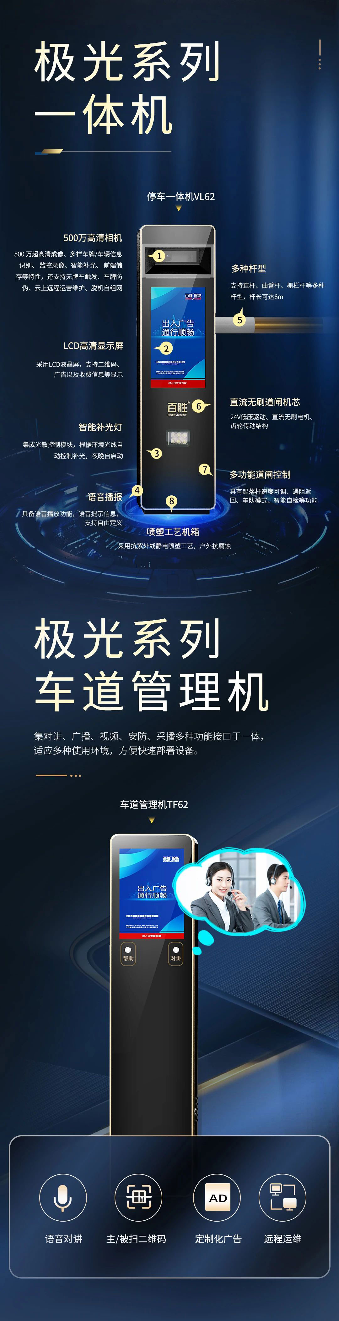 百勝極光停車設(shè)備｜500萬高清識(shí)別+云坐席｜無人值守解決方案-百勝智能